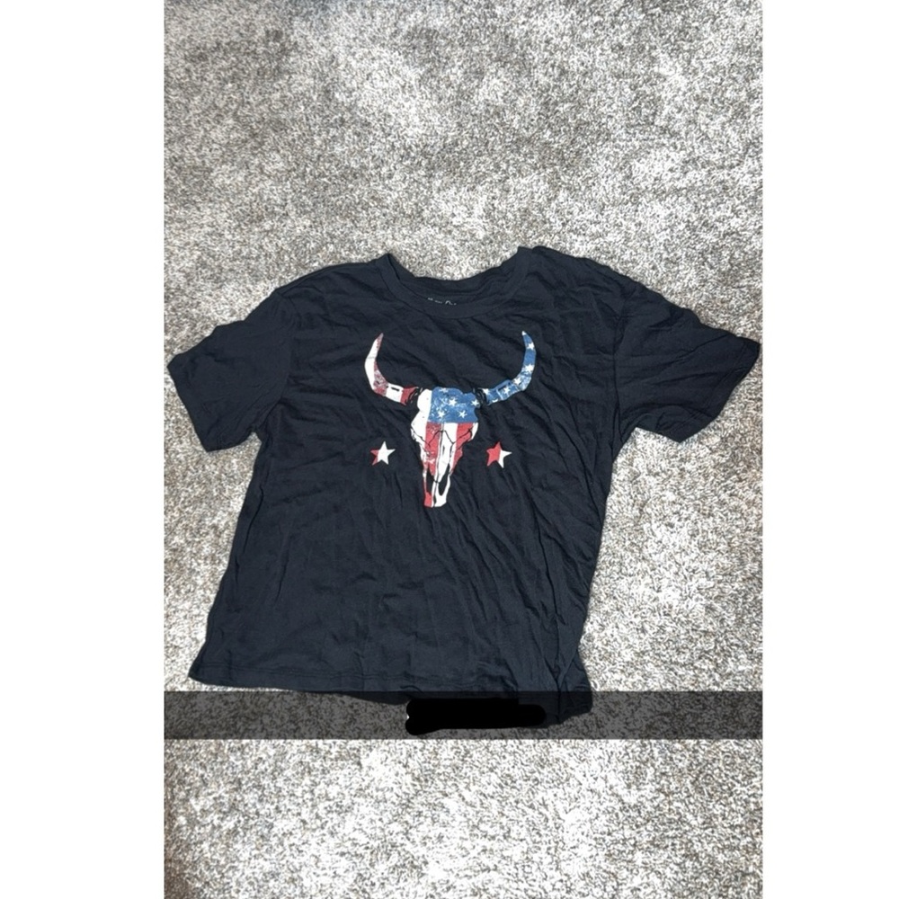 Black T-Shirt with Bull Skull Graphic